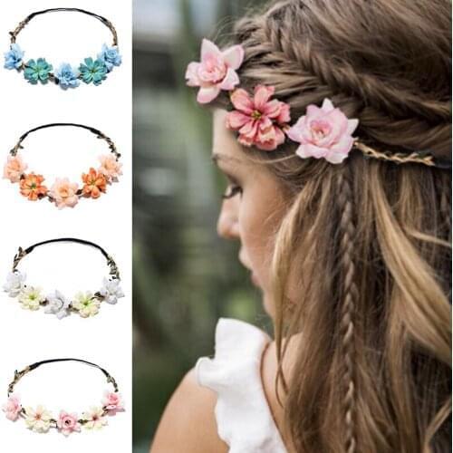 Bride Bridesmaid Flower Crown Headband Wedding Floral Flower Wreath Hairwear Birthday Party Prom Headpiece Christmas Gift