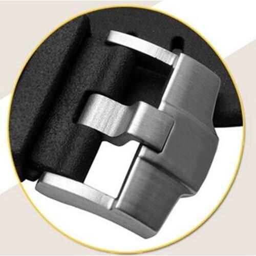 Stainless steel watchband buckle 316L solid metal pin clasp 22 24mm Watch button black for leather or rubber bracelet buckle