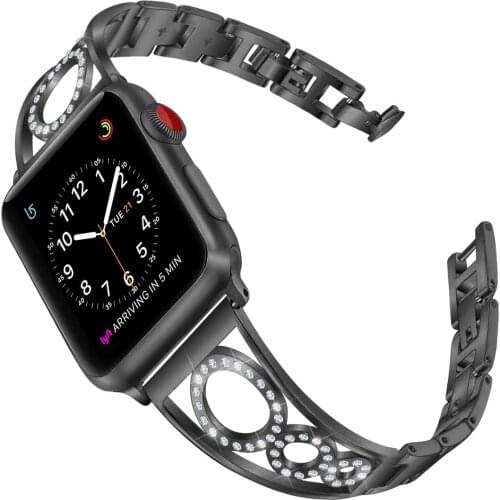 For Apple Watch Band 44mm 38mm Strap Accessories Pulseira Stainless Steel Smartwatch Relogio Inteligente Smart Diamond Bracelet