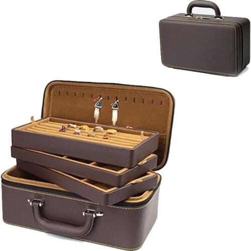 Christmas Travel Jewelry Storage Display Case Earring Necklace Bracelet Ring Large Jewellery boxes 3 Layer Stacking Tray