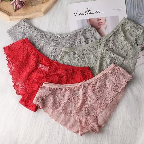 Sexy Lace Panties Women Fashion Cozy Lingerie Tempting Briefs High Quality Womens Underpant Low Waist Intimates Underwear