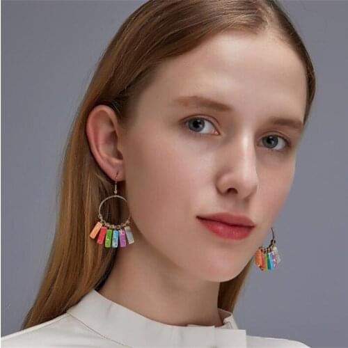 Bohemian Style Earrings Seven Chakra Color Stone Tassel Earrings Chakra Color Emperor Long Earrings As Gift For Women