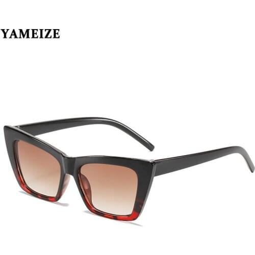 YAMEIZE 2021 Cat Eyes Sunglasses for Women Retro Square Shape Females Males Vintage Glasses UV400 Eyewear Goggles oculos de sol