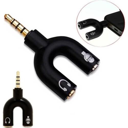 U Type Adapter Dual 3.5 MM Hoofdtelefoon Plug Audio Splitter Connector Swivel 1 Kabels 2 in Microfoon S9H2