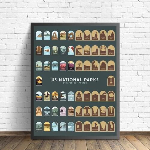Nordic Vintage Travel Cities Poster New York US National Parks Scratch Off Poster Landscape Art Canvas Painting Wall Pictures