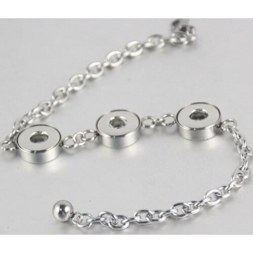 High Quality Real Stainless Steel Chain Bracelets Bangles 3 Buttons 12mm Diy Snap Button Bracelets For Women 7styles