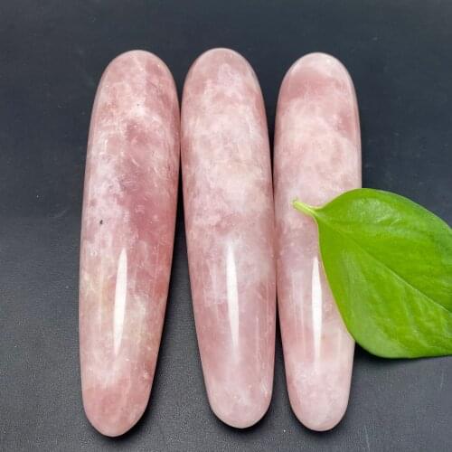 18mm Real Rose Quartz Yoni Wand Pink Crystal Massager Stick Pleasure Wand Natural Stone GuaSha Stick Gemstone Crafts Ornament