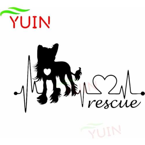 Chinese Crested Dog Rescue Heartbeat Car Sticker Fashion Auto Accessories PVC Bumper Decoration Waterproof Sunscreen Decal