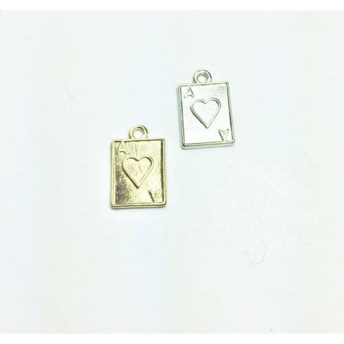 Eruifa 20pcs10mm Pretty Mini Poker ACE of Heart Zinc alloy Jewelry DIY Charms Pendant Necklace,Eearrings 2 Colors