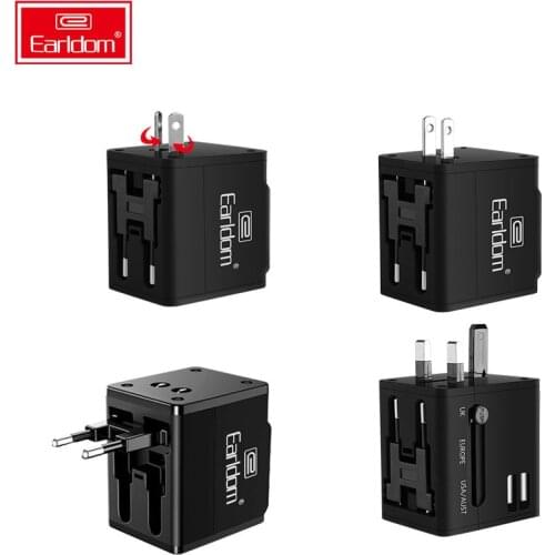 Earldom 5V 2.1A Dual USB Charger AC To AC Plug Adapter Converter Support EU UK US AUSTRALIAN Plug Universal Socket