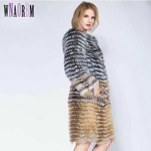 2021 Sandbar Fur Wholesale Genuine Leather Real Fox Fur Sliver Fox Fur Women Coats Female natural color Real Fox Fur