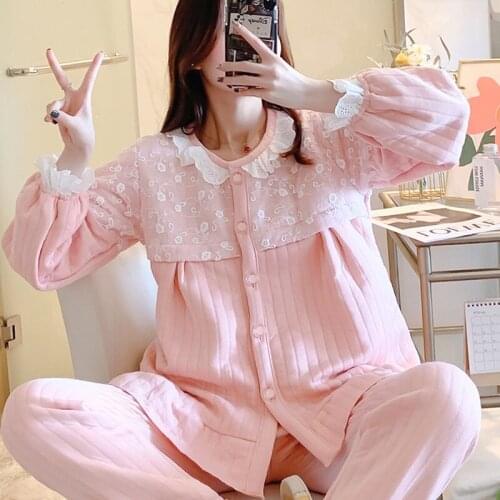 Winter maternity clothes warmth pregnant women breastfeeding and nursing clothes home clothes pajamas confinement clothes