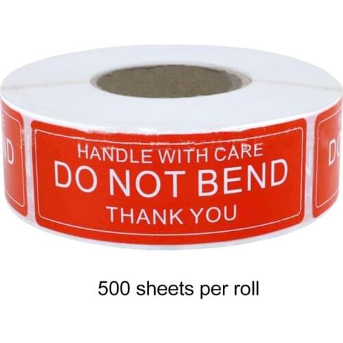 150 & 500 Pcs/Roll Warning Sticker Handle With Care DO NOT BEND Remind Labels