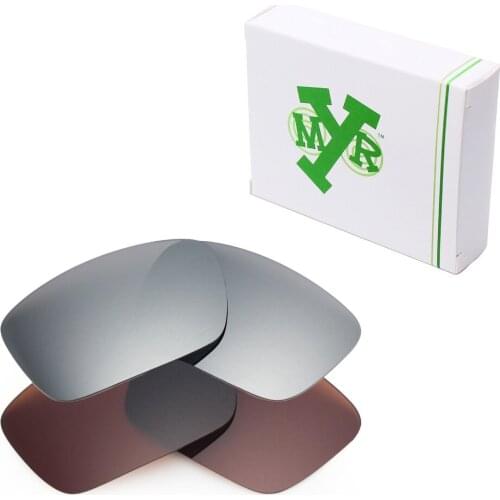 2 Pairs Mryok Anti-Scratch POLARIZED Replacement Lenses for Oakley Fuel Cell Sunglasses Silver Titanium & Bronze Brown