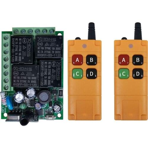 2000m AC 85V 110V 220V 250V 4CH Wireless Remote Control LED Light Switch Relay Output Radio RF Transmitter And 433 MHz Receiver