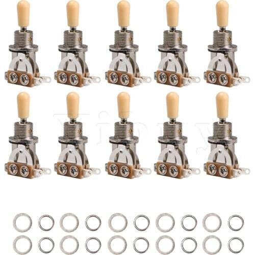 Yibuy 3-Way Guitar Chrome Switch Pickup Selector Toggle Switch Yellow Tip Set of 10