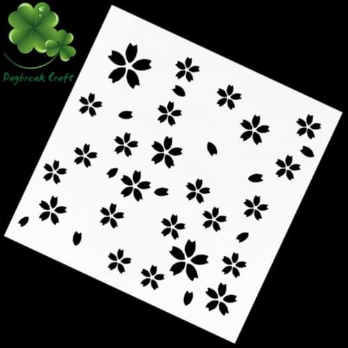 5.1x5.1 inch) Cherry PET Stencils diy patterns copy and paints imprint spray mists template decorating