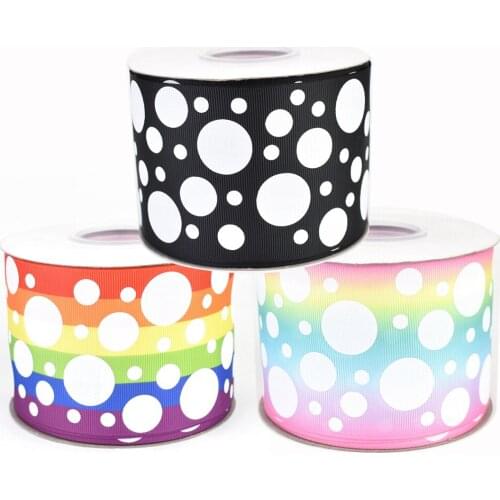 50yards 75mm White Dots Dot Grosgrain Ribbon For DIY Accessories Welcome Custom printed