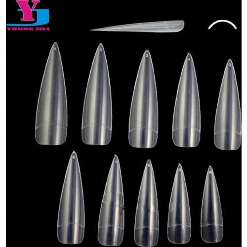 500pcs Clear Supper Long Sharp Stiletto False Nail Art Tips French Acrylic UV Salon Decorated Fake Full Cover Nails Tips Tools