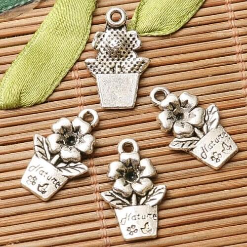 60pcs dark silver color flower design charms EF2845