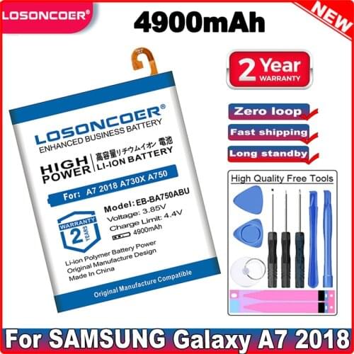 LOSONCOER 4900mAh EB-BA750ABU Battery For SAMSUNG Galaxy A7 2018 Version A730x A750 SM-A730x A10 SM-A750F Phone Battery
