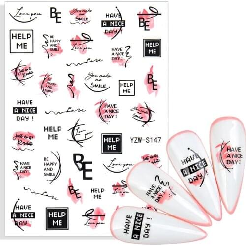 English Font Nail Stickers Manicure Design Decoration 3D Nail Art Decal Back Glue Stickers for Nails Decal Decoration