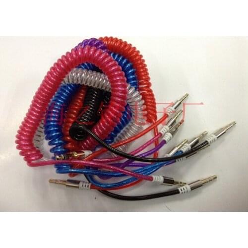 300pcs/lot 3.5mm Male to Male Audio Cable Stereo Aux Spring Cable For iPhone