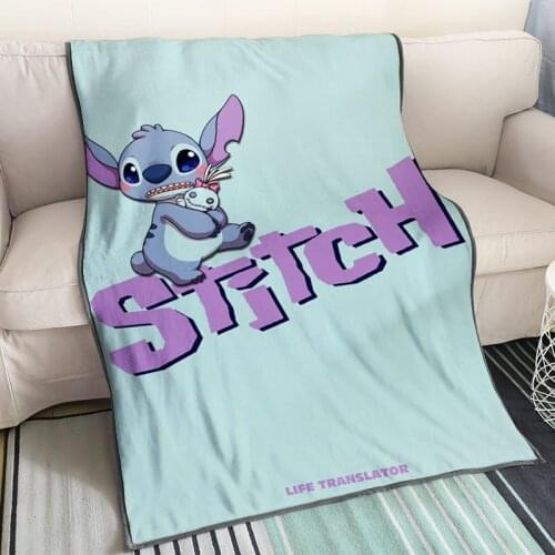 Disney Cute Stilch Pattern Childrens Home Textile Cartoon Print Blanket Comfy Soft Flannel Coral Flannel Blanket on Bed Sofa