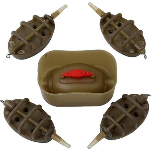 Carp Fishing Inline Method Feeder 4 Feeders 15/20/25/35g 30/40/50/60g Mould Set