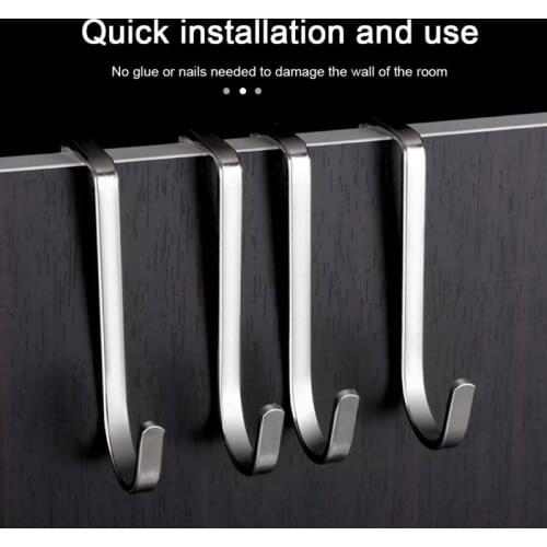Stainless Steel Double S Shape Storage Hook For Bathroom Kitchen Wall Door Punch Free Multifunctional Organizer Accessories