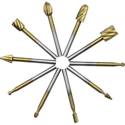 Woodworking HSS Titanium-plated Milling Cutter Electric Tool 10 pcs Set for Wood Carving