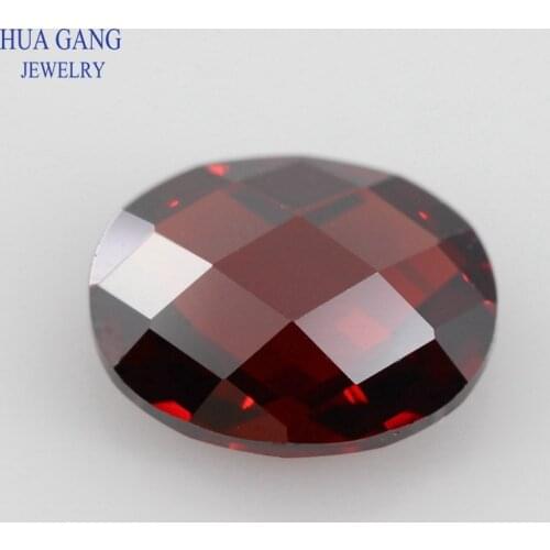 Garnet CZ Stone Oval Shape Double Checkerboard Synthetic Gems Cubic Zirconia For Jewelry Size 3x5~13x18mm Free Shipping