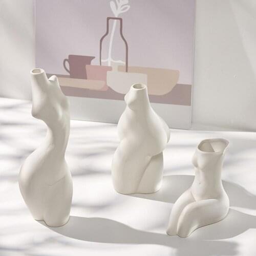 Nordic Human Body Ceramic Vase Home Decor Female Body Shape Flower Arrangement Dried Flower Vases For Living Room Office Hot
