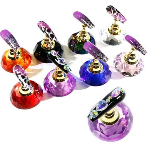 Magnetic Nail Holder Practice Training Display Stand Acrylic Crystal Holders Alloy False Nail Tip Salon DIY Manicure Tools