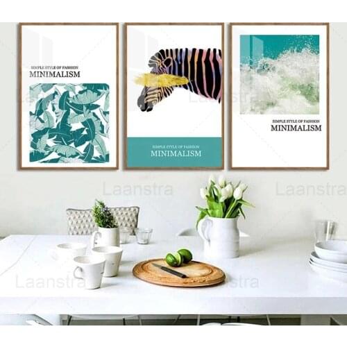 Minimalist Decoration Leaf Zebra Spray Simple Fashion Home Wall Art Poster and Print Canvas Painting Living Room Decoration