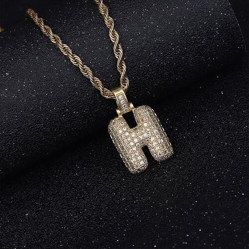 Fashion letters Necklace custom name bubble pendant charm for men and women cubic zircon hip hop jewelry gift