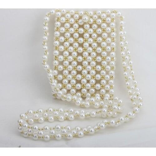 Fashion Handmade Pearl Bag Phone Bag Wallet Ladies Handmade Beaded Crossbody Bag Girls Shoulder Hand Bags Banquet Wedding