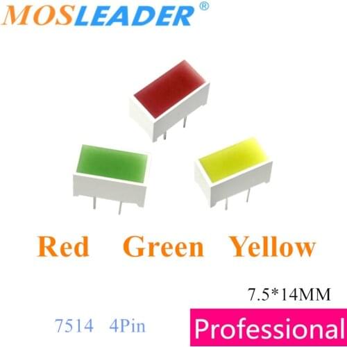 Mosleader 100pcs Red Green Yellow 7514 Display Flat tube Plane tube Indicator led 7.5*14MM Game player recreational machine led