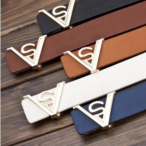 Mens belt, middle-aged and young womens clothing versatile belt neutral smooth button jeans trousers belt fashion