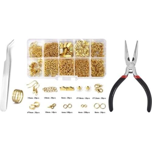 Jewelry Making Accessories Kit DIY Jewelry Findings Tools For Necklace Bracelet Open Jump Rings Lobster Clasp Earring Hooks