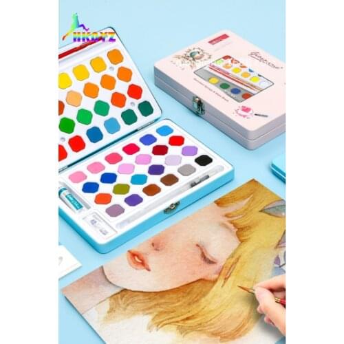 24/36/48 Solid Watercolor Pigment Set 48 Color Childrens Water Powder Childrens Art Hand Painting Pen Set