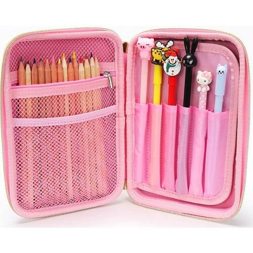 2021 New freeshipping EVA Angel Wings heart Pencil case kawaii cute waterproof Sequins pink love Stationery box With mirror