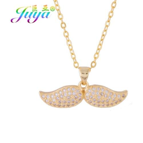 Juya Angel Wings Moustache Punk Jewelry Supplies Gold /Rose Gold Pendant Necklace For Female Party New Years Gift Jewelry