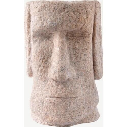 Sandstone Easter Island Moai Pen Pencil Holder Pen Container Storage Holder Carved Sculpture Home Office Desktop Decor Figurine