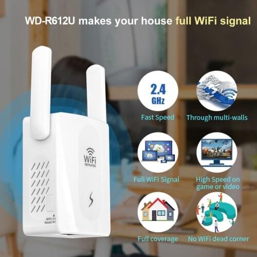 WiFi Repeater 300M Amplifier Network Wireless Wi-Fi Expander Router Power Extender 2 Antenna Signal Booster