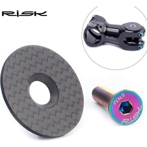 Risk Mountain Road Bike Carbon Fiber MTB Bicycle Headset Stem Top Cap M6x30mm Titanium Bolt for 28.6/31.8 Front Fork