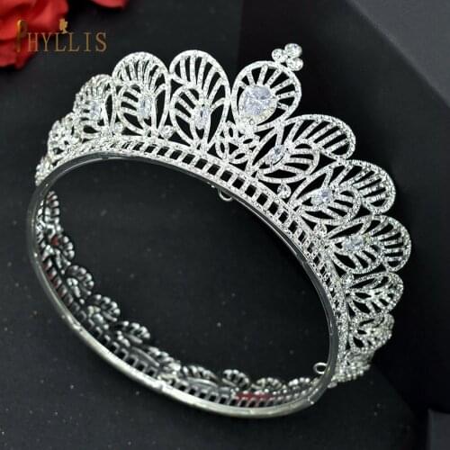 A298 Wedding Tiaras and Crowns Round Crystal Princess Crown Rhinestone Birthday Party Prom Queen Diadem Bridal Headpieces