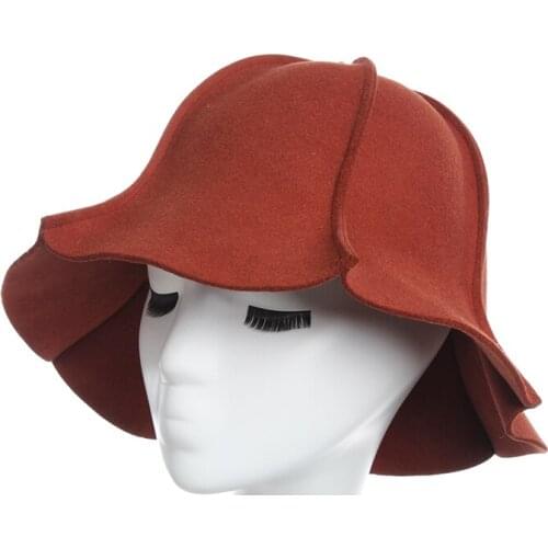 Wool Women Fedora Winter Autumn Female Wool Fedora Pure colour Fedora cap Feminino Felt Bowler Pure Wool Octagonal Hats