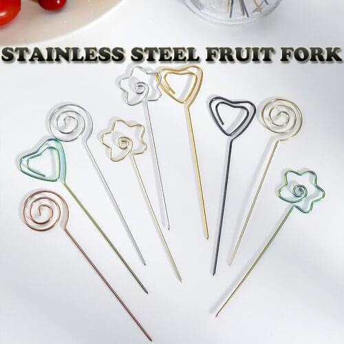 5pcs Creative Spiral Fruit Fork 304 Stainless Steel Metal Wine Needle For Home Kitchen Bar Dessert Shop Party Accessories
