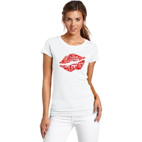 Super Red Lips T Shirt Women Summer Cool White T-Shirt Good Quality Comfortable Cotton Tops